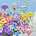 thumbnail image 5 of Artificial Fake Pansy Flowers for Outdoor, 24 Bundles Silk Fake Spring Flowers UV Resistant Realistic Pansy Faux Eucalyptus Plants for Outside Planters Porch Window Box Garden Indoor Decor, 5 of 6