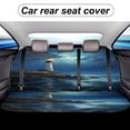 thumbnail image 5 of Lighthouse Sunrise Coast Scenery Pale Blue Tan Printed Universal Back Bench Car Seat Cover Pack of 2 Rear Seat Covers for for Most Cars,Trucks,SUVs Or Van, 5 of 6