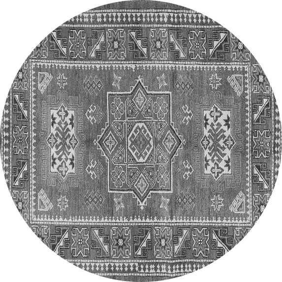 Ahgly Company Indoor Round Geometric Gray Traditional Area Rugs, 6' Round