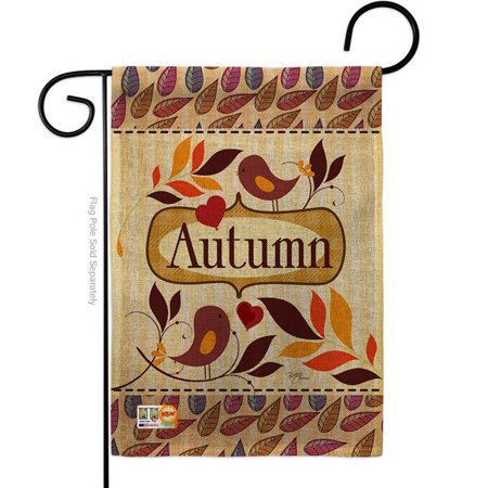 Breeze Decor BD-HA-G-113003-IP-DB-D-US13-BD 13 x 18.5 in. Birds Autumn Burlap Fall Harvest & Impressions Decorative Vertical Double Sided Garden Flag