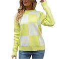 thumbnail image 3 of Fartey Women's Colorblock Knitted Sweaters Loose Fit Long Sleeve Crew Neck Pullover Sweater Cozy Fall Winter Warm Jumper Tops Yellow XL, 3 of 8