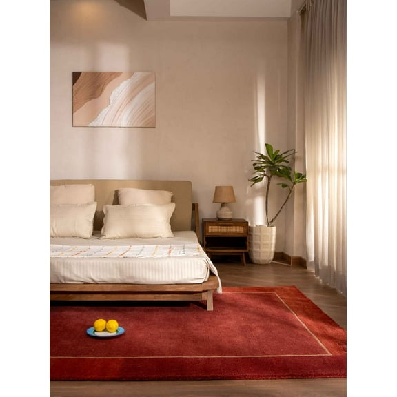 Rugsotic Carpets Hand Knotted Tibbati, Contemporary Wool Area Rug, Red, 3'x5'