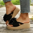 thumbnail image 2 of Mepaouo Platform Flip Flops for Women 2025 Flower Wedge Thong Sandals Summer Beach Slip on Slides, 2 of 8
