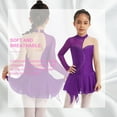 thumbnail image 6 of Aislor Kids Girls Long Sleeve Rhinestone Figure Ice Skating Dress Gymnastics Leotard Dance Dress Tutu Skirt, 6 of 7