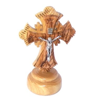 Small best quality table two layers Crucifix - Olive