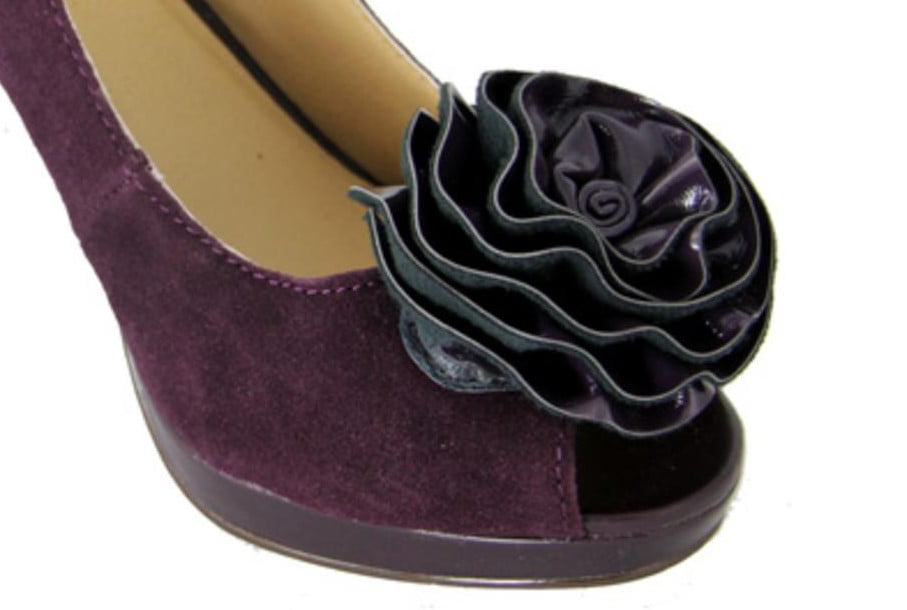 Women's Plum Purple Sassy Slingback High Heel Shoes with Floral Accent ...
