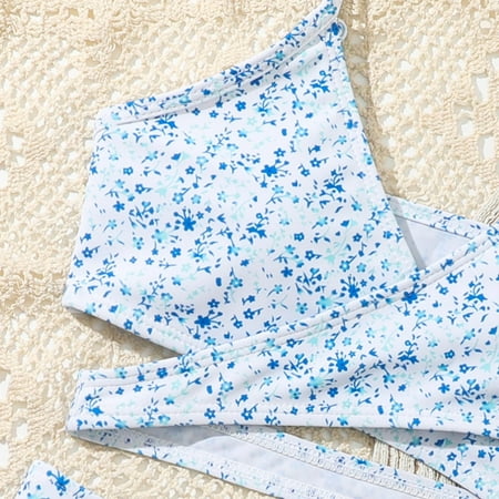 

Gubotare Toddler Girl 2 Piece Swimsuit Sport Flower Floral Prints High Waist Bikini Set Swimwear Girls Swimsuit with Padding Light Blue 9-10 Years