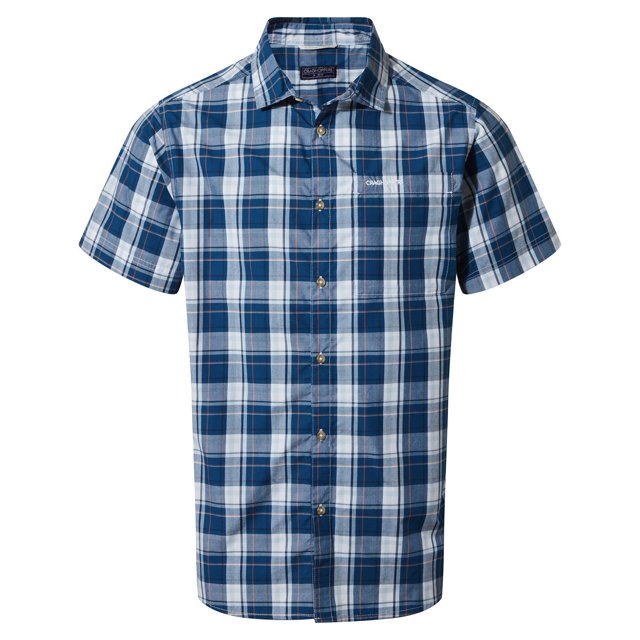 Craghoppers - Camisa Vernon Cuadro de Manga Corta para Hombre (Azul Poseidón)