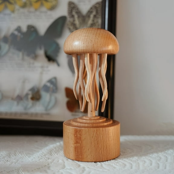 Handmade Self-healing Wooden Mechanical Jellyfish Creative Gift for Christmas or Birthday New House Decoration Supplies