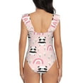thumbnail image 6 of Yiaed Cute Cartoon Panda Print Women's Ruffled One Piece Swimsuit V Neck Swimwear Slimming Monokini for Woman-XX-Large, 6 of 8