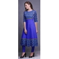 thumbnail image 3 of Bimba Robe Anarkali Bleu4 à Motif Géométrique Chevron Imprimé Longue Robe Maxi Kurtis Indiens pour Femmes Kurti Ethnique Moyen, 3 of 5
