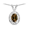 thumbnail image 2 of Star K � Vintage Style Filigree Oval 6x4mm Genuine Smoky Quartz Pendant Necklace, 2 of 9