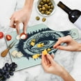 thumbnail image 4 of Compass Cutting Board, All Seeing Eye Compass with Directions Occultism Art Illustration, Decorative Tempered Glass Cutting and Serving Board, Wine Bottle Shape, Dark Blue and White, by Ambesonne, 4 of 5