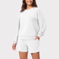 thumbnail image 2 of 2 Piece Outfits for Women Sweatsuit Sweat Shorts Sets Oversized Crewneck Sweatshirt Cozy Lounge Workout Tracksuit (XL, White), 2 of 7