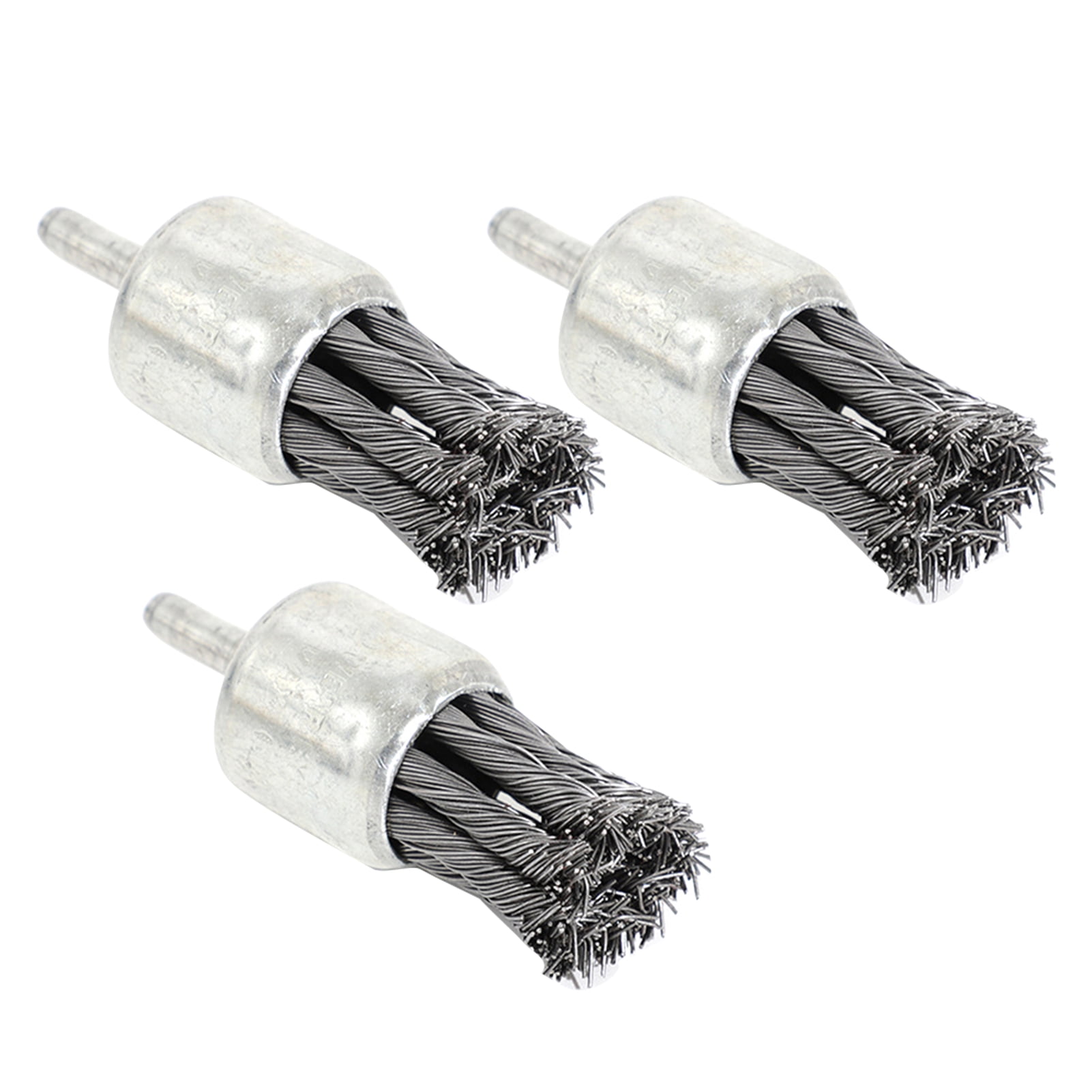 3PCS 3 Inch Knotted Wire Wheel Cup Brush and Twist End Brush Set,1/4" Shank for