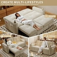 thumbnail image 3 of Hommoo 70" Convertible 2-in-1 Pull Out Couch Bed, Multi-Functional Corduroy Loveseat Sleeper Sofa Bed, White, 3 of 9