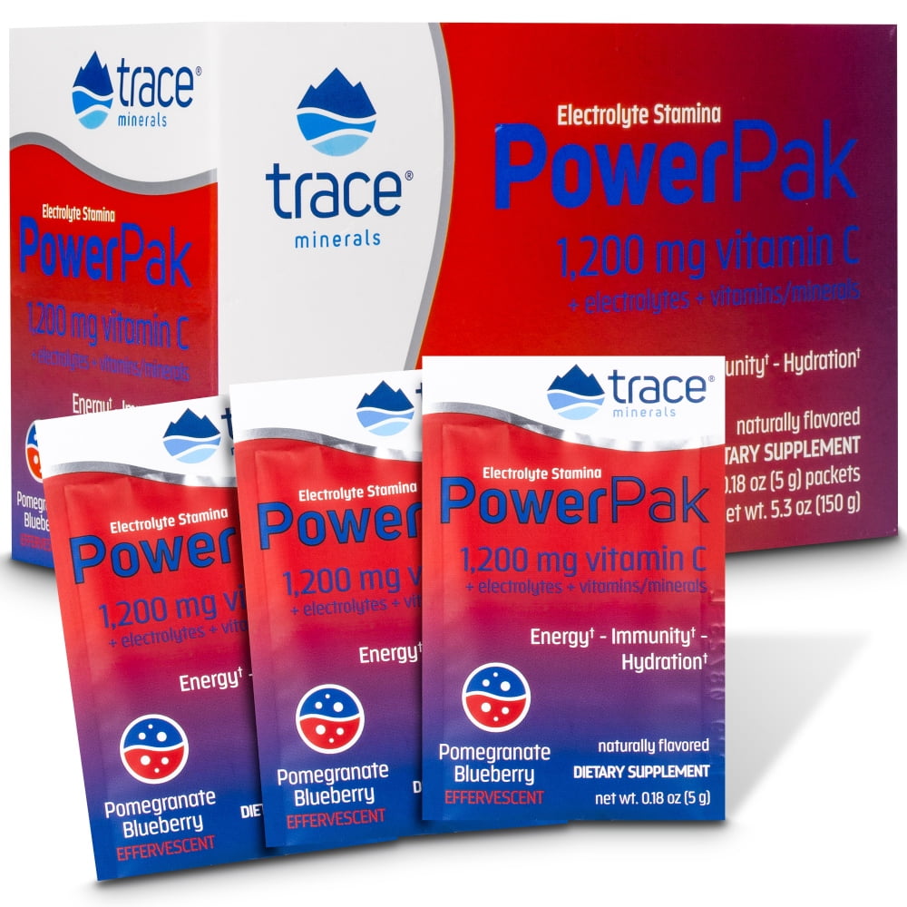 Trace Minerals Power Pak Electrolyte Powder 1200mg Vit C
