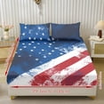 thumbnail image 2 of Jiueut American Flag Print 3 Pieces Twin Size Bed Sheet Set, Comfy Bedroom Sheet Decoration Cozy Easy Clean Fitted Sheet 2 Pillowcase for Women Men, 2 of 7