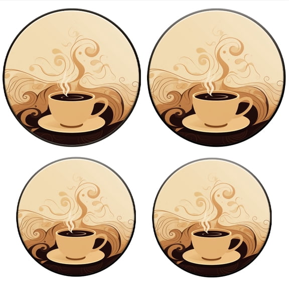 Bahomeck Electric Stove Burner Covers Set Of 4,Steaming Cup Of Coffee Metal Gas Stove Burner Covers,Protecting Gas Stoves,8 Inch And 10 Inch