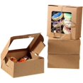 thumbnail image 5 of Caja De Panadería Marrón De 50 Piezas Y Cuerda De 150 M Con Vitrina De Papel Cajas De Embalaje De Regalo De Cartón Para Pasteles, Galletas, Pasteles Pequeños, Pie, Cupc. Afortunado Sencillez, 5 of 5
