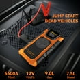 thumbnail image 3 of Featou Jump Starter with Compressor,5500A Peak Battery Jump Starter (up to 9.0L Gas&7.5L Diesel Engines),Battery Booster Power Pack,12V Jump Box with LED Light,USB Quick Charge 3.0, 3 of 7