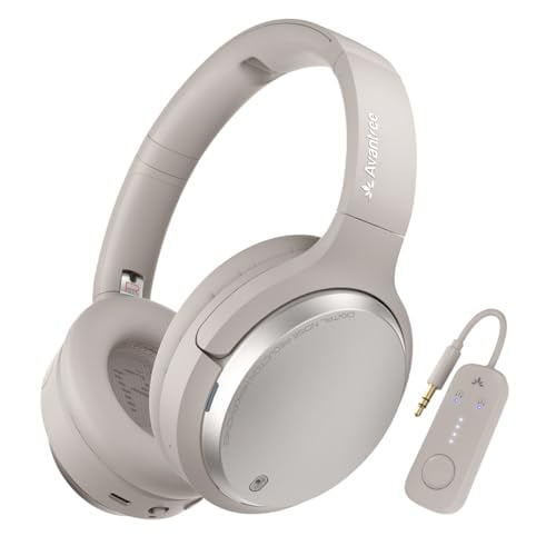 Avantalk Sky Eon - Auriculares Bluetooth para viajes en avión y teléfono móvil con adaptador inalámbrico, cancelación activa de ruido y modo ambiental, almohadillas espaciosas y cómodas, tiempo de rep