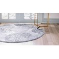 thumbnail image 4 of Unique Loom Tapis Rond Aberdeen Ton sur Ton 4 Pieds x 4 Pieds Gris/ivoire, 4 of 4