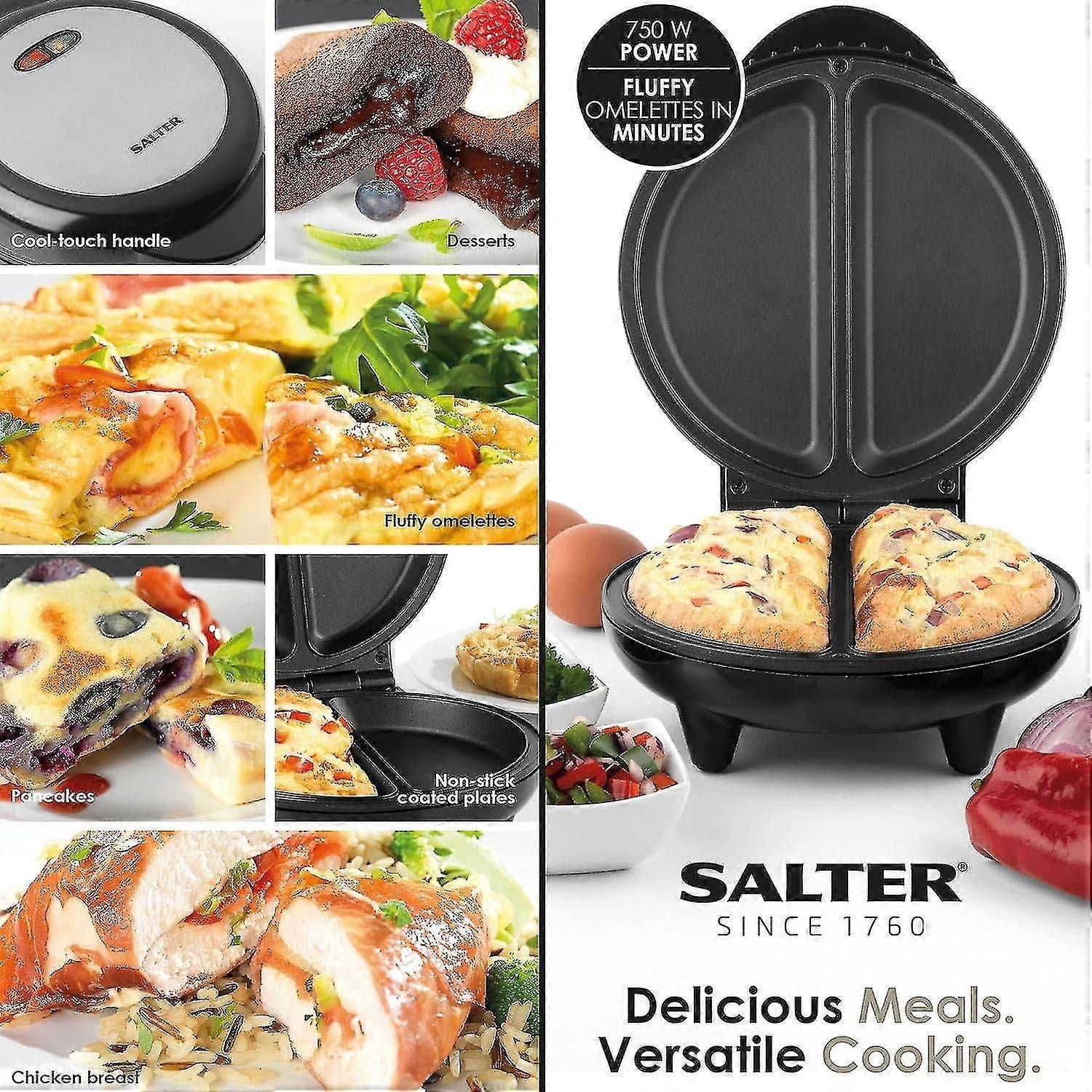 EK2716 Dual Omelette Maker  Double Egg Cooker with Non-Stick Plates, Deep Fill Electric Multicooker, 2-3 Minute Preheat Better Choice from JJGI