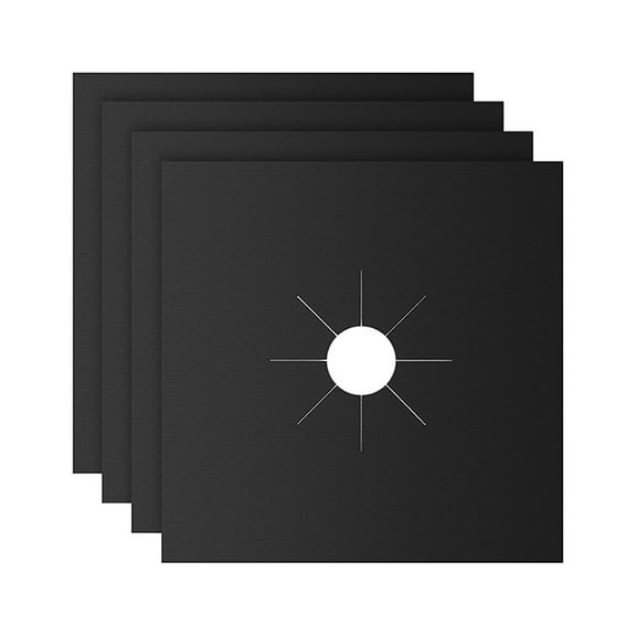 Stove Burner Covers, 10.6x10.6 Inch Double-Thick Heat-Resistant Gas Stove Protector Liner, 4-Pack Non-Stick Cuttable Stove Top Covers