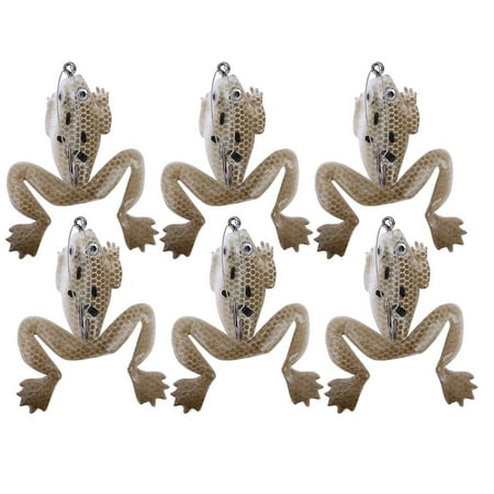 6 PCS/Set Outdoor Artificial Lifelike Frog Shape Soft Plastic Fishing Lure Bt(Brown grey)