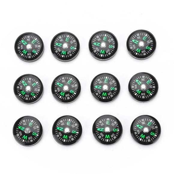 DEWIN Boussole de Poche, 20mm 12pcs Mini Boussole Remplie D'huile de Poche pour la Randonnée Camping Accessoires de Plein Air