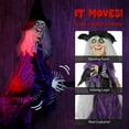 thumbnail image 5 of UBesGoo Hanging Witch Animated Halloween Decoration Witch w/ Pre-Recorded Screaming, LED Eyes, 5 of 7