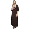 thumbnail image 4 of Bimba Women's Brown Long Maxi Dress With Tassel Scarf Designer Boho Dresses-20, 4 of 9