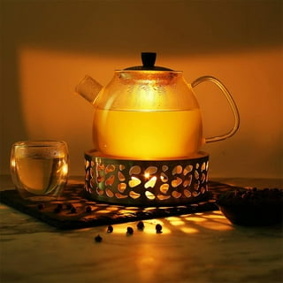 Round Ceramic Teapot Warmer Warming Holder for Heating Coffee Milk Or Tea ,  Bronze