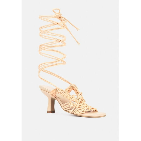 BEROE Latte Braided Handcrafted Lace Up Sandal