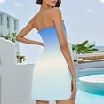 thumbnail image 3 of TQWQT Summer Dresses for Women Strapless Sundresses Casual Smocked Tube Tops Dress Gradient Print Bathing Suit Cover Up Blue S, 3 of 4