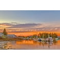 thumbnail image 2 of Lord, Fred 24x17 White Modern Wood Framed Museum Art Print Titled - ME, Acadia Boats rest in harbor at sunset, 2 of 4