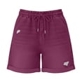 thumbnail image 5 of Pull On Elastic Jean Shorts for Women High Waisted Baggy Casual Denim Jorts Trendy Drawstring Summer Shorts 2" 3" 4" Inseam Dark Purple 2XL, 5 of 7