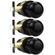 thumbnail image 1 of Probrico Pomos Para Puerta De Pasillo/Armario Con Acabado Negro Mate, Pomos Para Puerta De Paso Redondos Interiores, Tiradores De Puerta Sin Bloqueo, Paquete De 3, 1 of 1