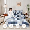 thumbnail image 3 of Manfei Vintage Grid Twin Comforter Sets,Modern Check Bedding Set,Blue White Gray,Navy Blue Reversible,2 Pieces,1 Comforter and 1 Pillowcase,2 Pieces,1 Comforter and 1 Pillowcase, 3 of 7