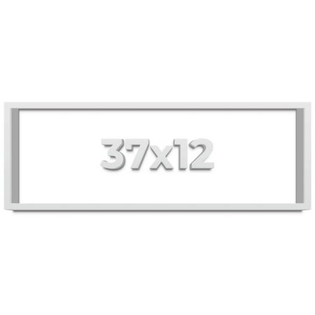 37x12 Shadow Box Frame White | 1 Inches Deep Real Wood Contemporary Shadowbox Display Frame | UV