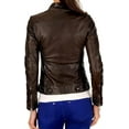 thumbnail image 2 of Celebrity Women's Lambskin Leather Jacket Motorcycle Slim Fit Biker W075, 2 of 3