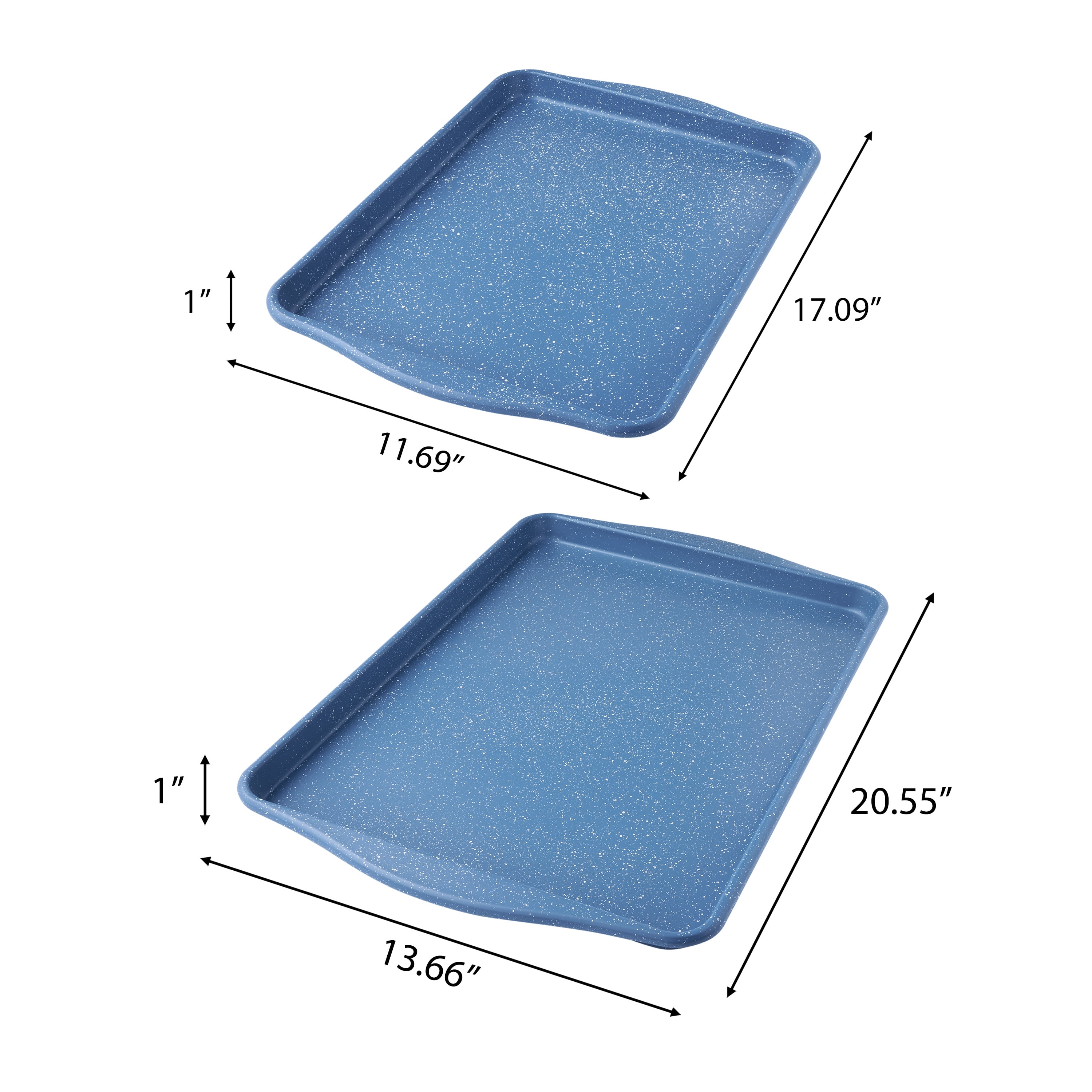The Pioneer Woman Nonstick Cookie Sheet Set, Blue Speckle, 2-Piece, 13" x 18" & 11" x 15"