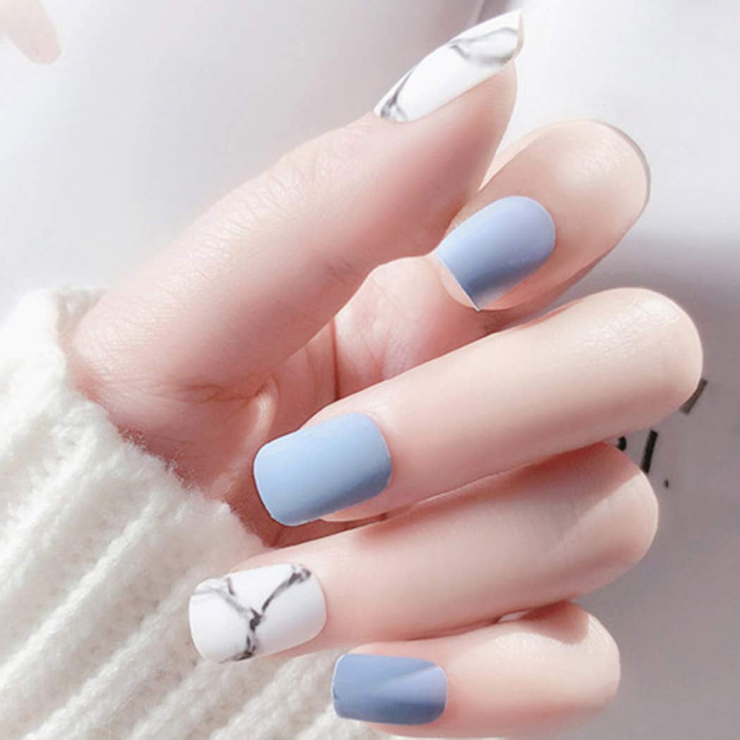 Marble Nails Medium Square Fake Nails Acrylic Matte Nails Blue White False Nails Full Cover Nails Party Press On Nails Tips For Women And Girls 24pcs Walmart Com Walmart Com Marble Nails Medium Square Fake Nails Acrylic Matte Nails Blue White False Nails Full Cover Nails Party Press On Nails Tips For Women And Girls 24pcs Walmart Com Walmart Com