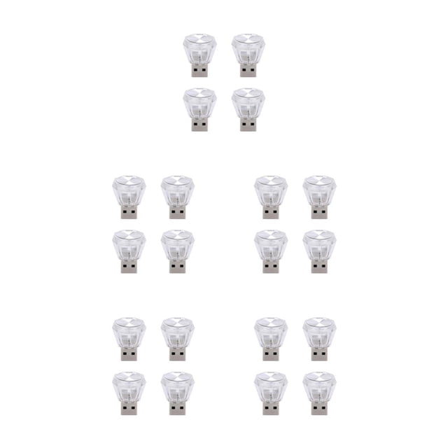 Riwesomey 4 piezas mini USB luz ambiental del coche iluminación interior atmósferas sin cableado vehículo ligero carga de energía móvil Type2 NO2