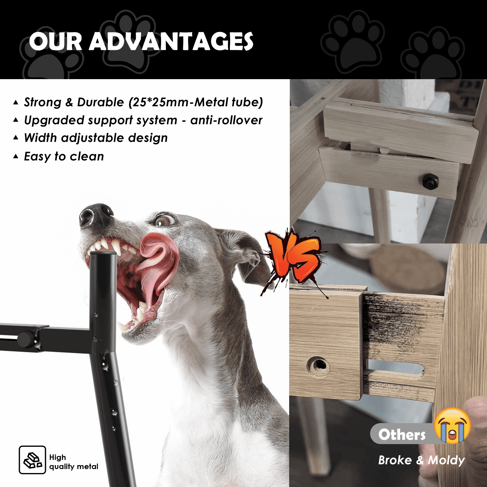 Raised Dog Bowl Stand for Large Dogs 11" Height Adjustable Width 7-10.6" Single Tall Elevated Dog Bowls Stand, Food & Water Feeder Bowl Holder for Large Breeds(Bowl Not Included)
