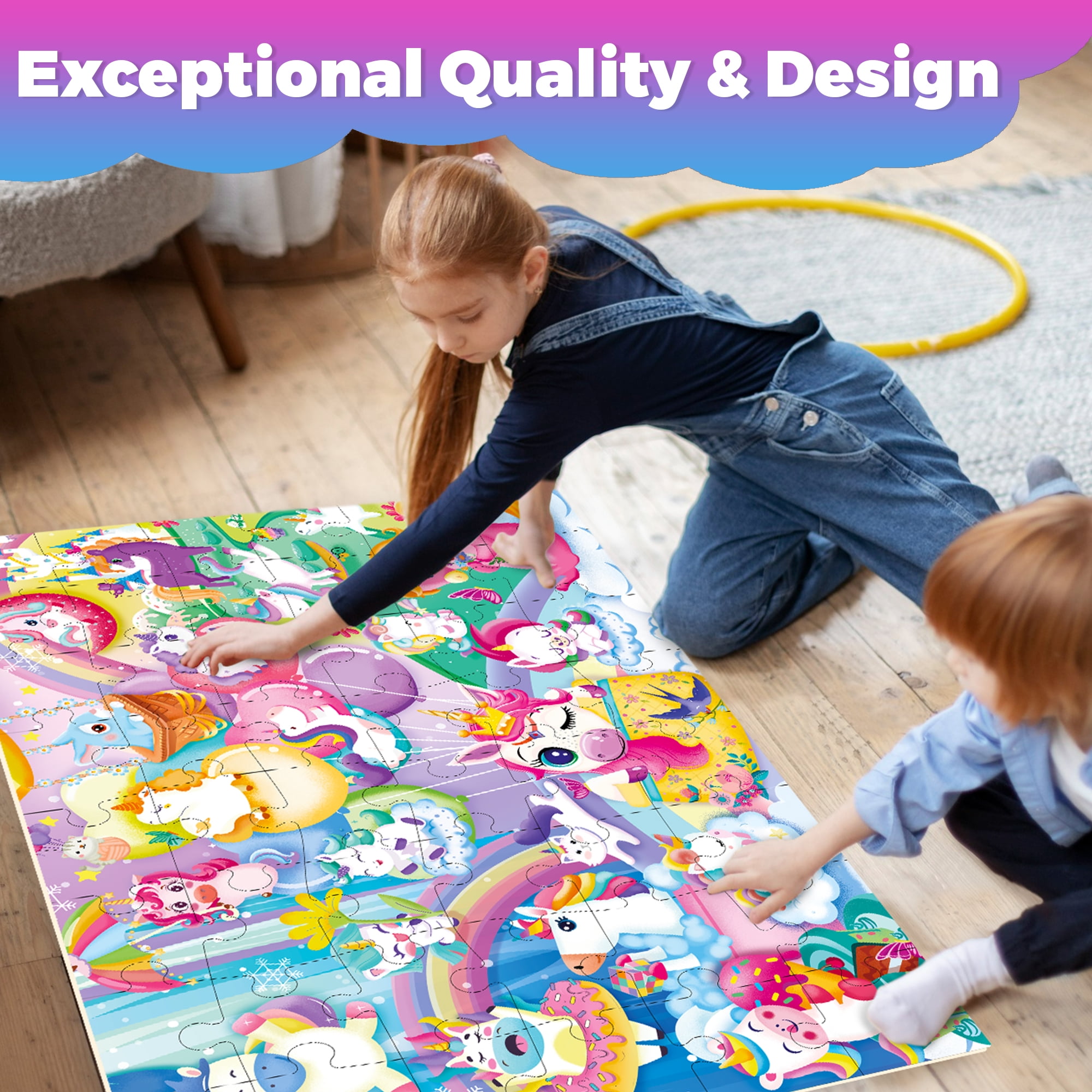 Quokka Floor Puzzles for Kids Ages 4-6 – 48 Large Piece Unicorn Jigsaw Puzzles – Educational Toys for Children 3 5