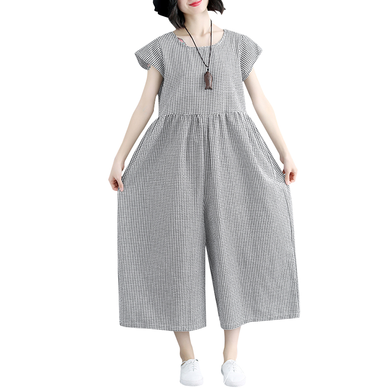 plus size plaid jumpsuit