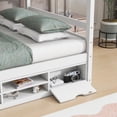 thumbnail image 4 of Full House Bed With Roof Frame, Bedside-Shelves, Under Bed Storage Unit,White, 4 of 9