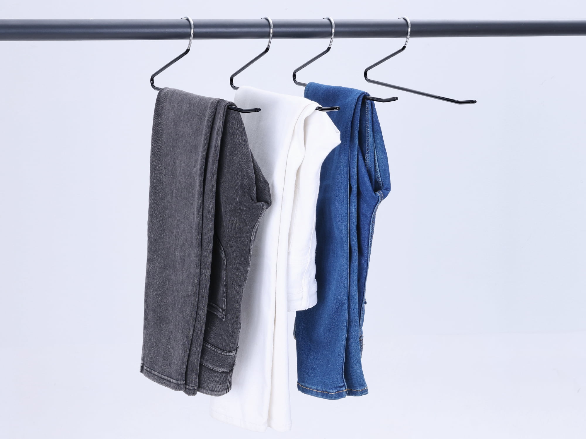 Unique Bargains Metal Clothes Hangers Open-Ended Non-Slip Hangers 10 Pcs Black